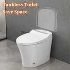 Smart toilet with Built-in Heated Seat, One Piece Elongated Modern Toilet with Adjustable Temp Heated Seat, Auto Flush, Dual Flush Toilet 1/1.28 GPF, Foot sensor Flush, White Night Light,Knob Control