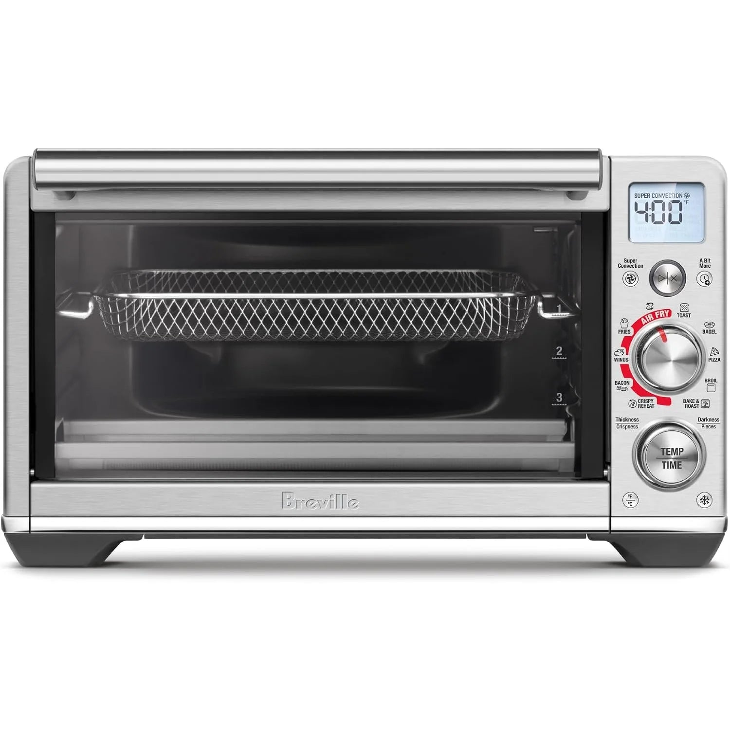 Compact Air Fryer Oven with 5 Air Fry Modes, Crispy Reheat & Element IQ for Even Cooking, Brushed Stainless Steel