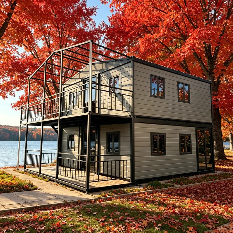 Luxury Mini Container Cottage House Homes - Modern Mobile Prefab Light Steel Tiny House Flat Pack Villa