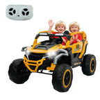 12V Kids Ride on UTV 2-seater with Parent Remote Control Suspension LED Lights Music Player for Ages 3-6 Yellow Black