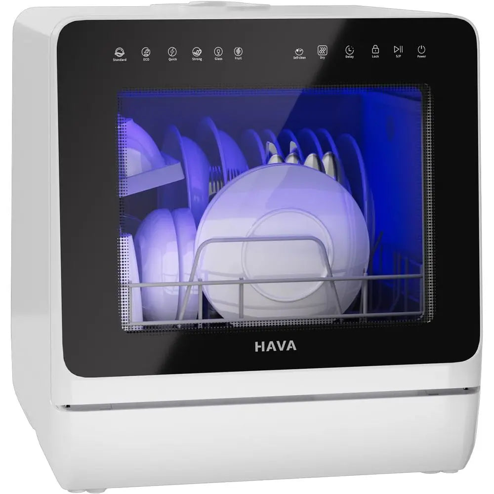 2025 NEW Upgraded Countertop Dishwasher with Water Softener and Enhanced Energy Efficiency, Portable Dishwasher with 8 Wash Prog