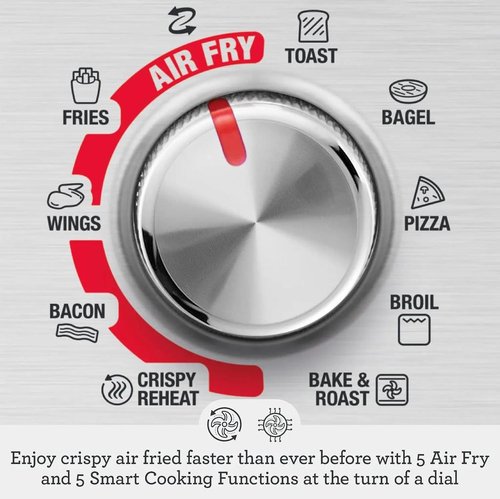 Compact Air Fryer Oven with 5 Air Fry Modes, Crispy Reheat & Element IQ for Even Cooking, Brushed Stainless Steel