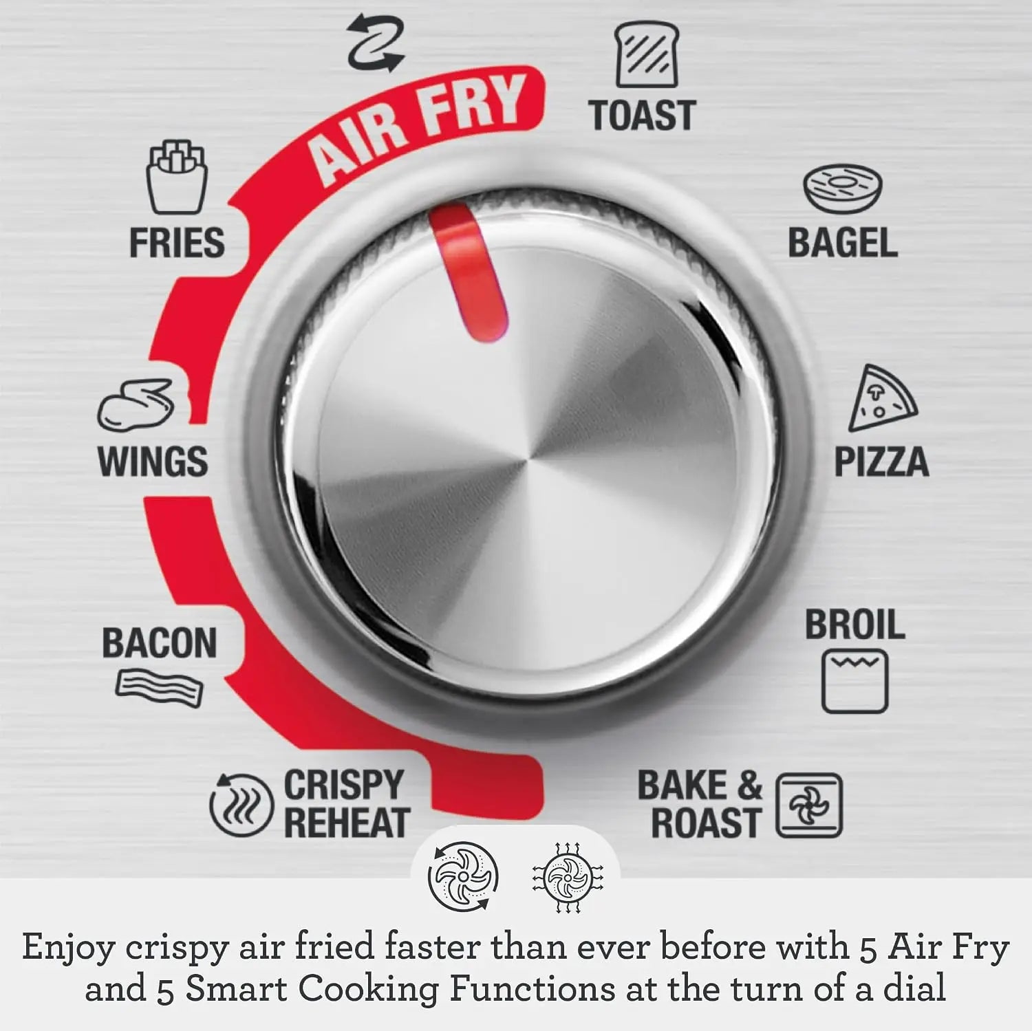 Compact Air Fryer Oven with 5 Air Fry Modes, Crispy Reheat & Element IQ for Even Cooking, Brushed Stainless Steel