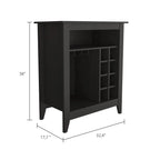 Black Bar Cabinet with Open Shelf, Wine Racks, and Drawer