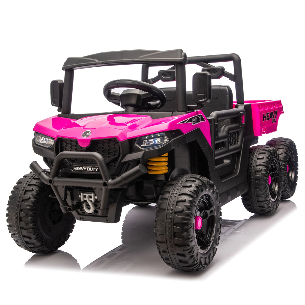 24V 440W Kids Ride on Electric Tractor with Parent Remote Control Suspension Bluetooth Music 1.86-3.41MPH for Kids Pink