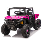24V 440W Kids Ride on Electric Tractor with Parent Remote Control Suspension Bluetooth Music 1.86-3.41MPH for Kids Pink