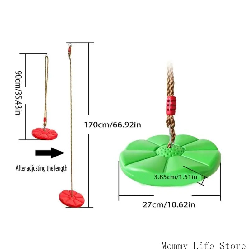 Rope Swing with Disc 30Cm/11.81Inch Round Platform and Thick Rope for Kids Yard Activity Toy Set