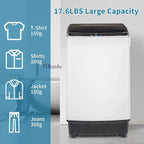 Full-Automatic Washing Machine Top Load Portable Compact Laundry Washer Spin with Drain Pump,10 programs 8 Water Level Selections with LED Display 17.8 Lbs Capacity, black