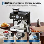 Stainless Steel Espresso Machine with Grinder 20 Bar ＆ 2.8l Removable Tank