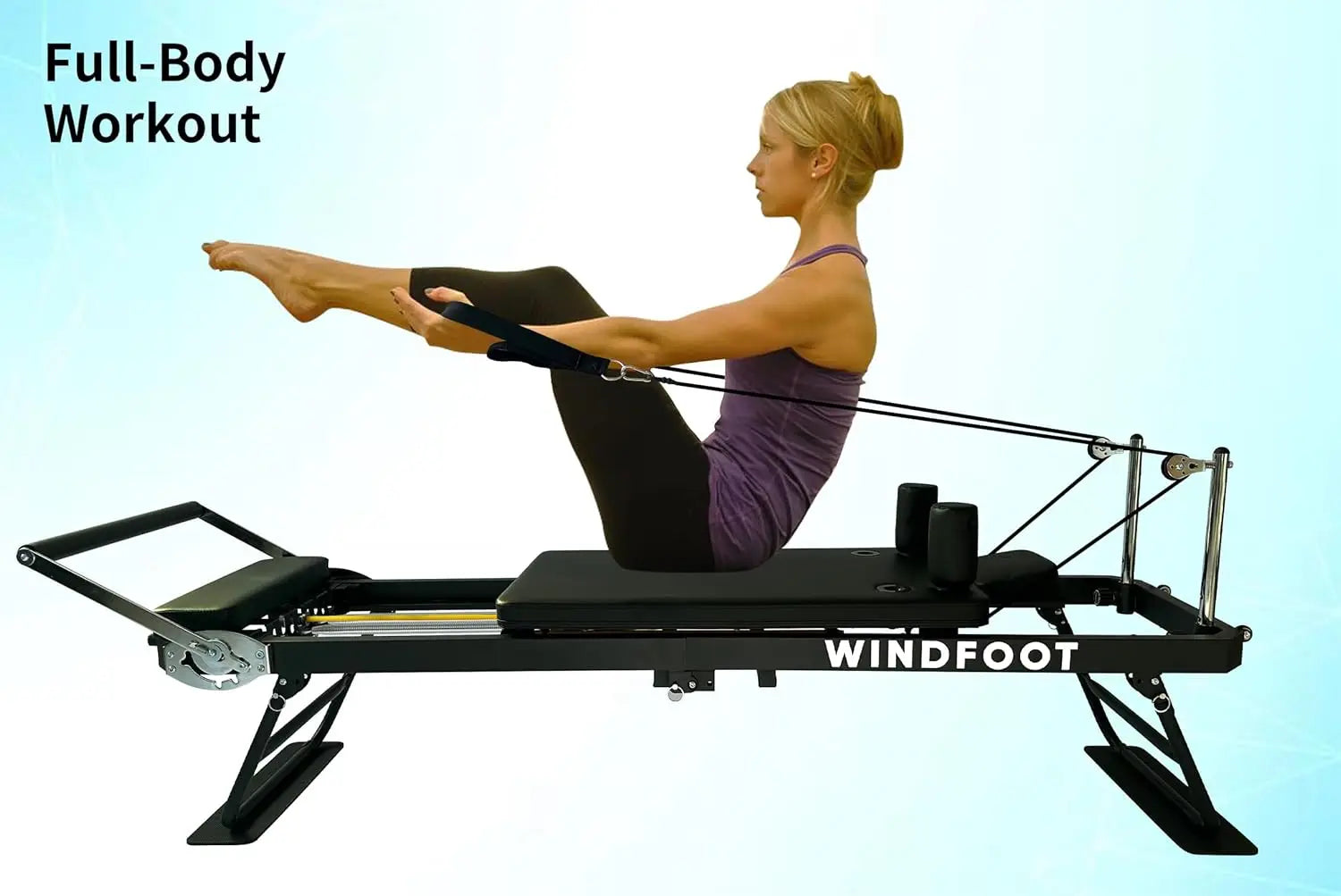 Foldable Pilates Reformer Machine with Springs & Cords for Home Workout, Suitable for All Levels
