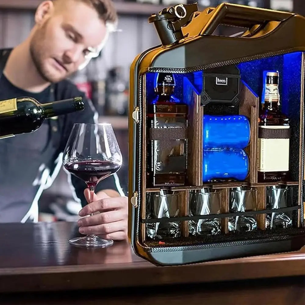 Large 20L Whiskey Bar Cabinet with Personalized Keg and Jar Set - Ideal Gift for Men, Dads, Husbands, and Boyfriends