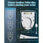 Bidet Toilet Seat, Elongated Electric Smart Heated Toilet Seat with Warm Water & Dryer, Self-Clean Nozzle, Night Light, Soft-Clo