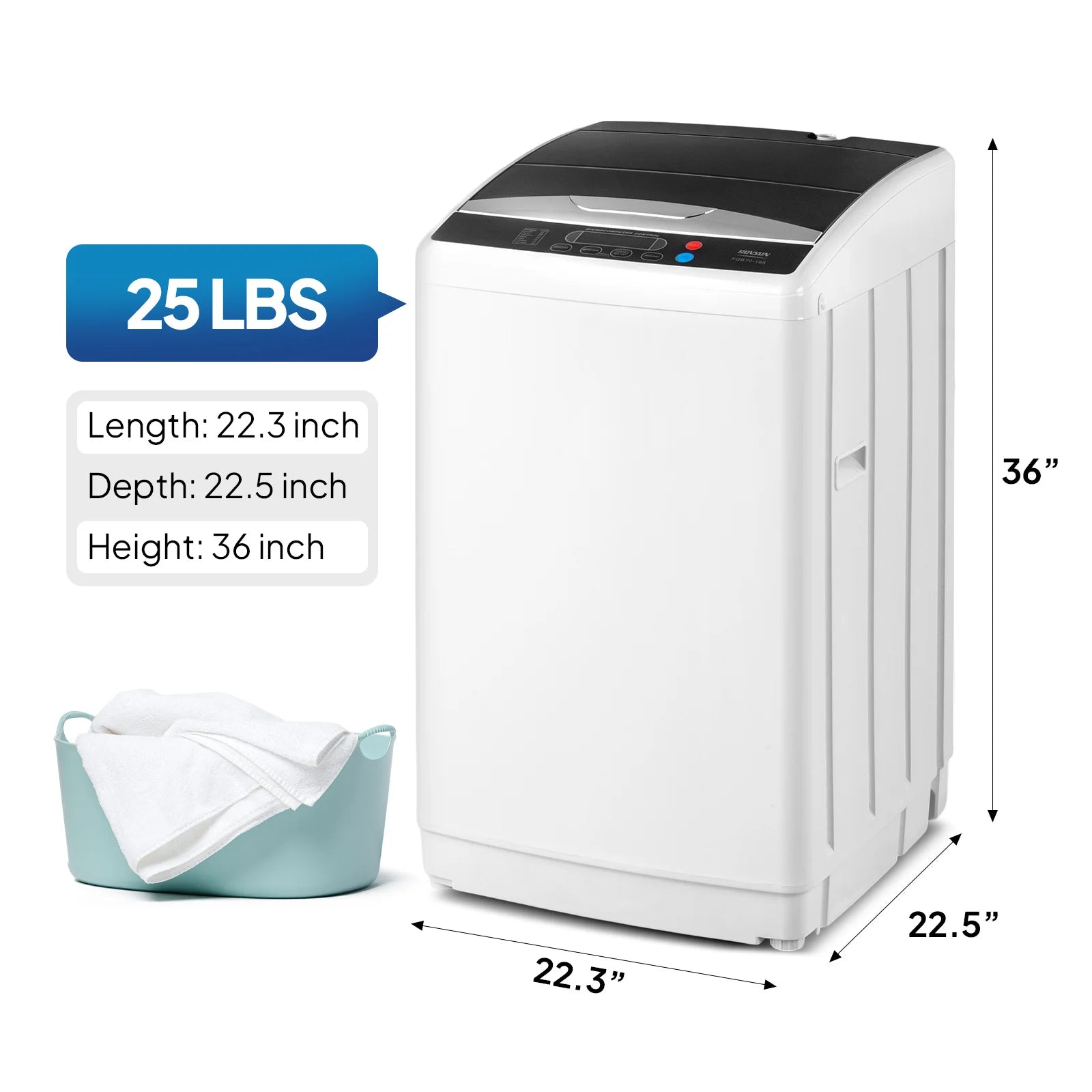 Portable Washing Machine - Compact Twin Tub Mini Washer & Spin Dryer Combo with Built-in Gravity Drain, 110V Electric Laundry Machine for Apartments, Dorms, RV, Camping - Energy Efficient, Quiet, Space Saving, No Installation