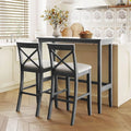 Gray 3-Piece Wooden High-Top Pub Table and Chairs Set for Breakfast Nook