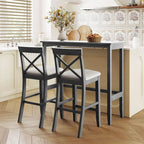 Gray 3-Piece Wooden High-Top Pub Table and Chairs Set for Breakfast Nook