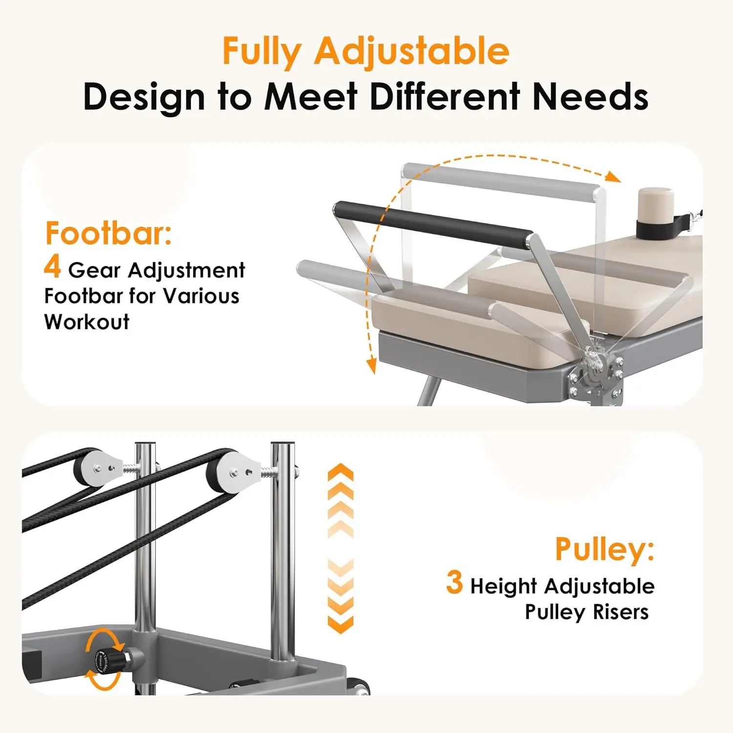 Foldable Pilates Reformer Machine for Home Gym, High - Strength Alloy Springs, Suitable for Beginners, Up to 400lbs