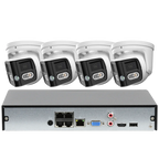 4CH 4K Outdoor Video Security IP POE Camera System 180° Dual Lens Smart Human Vehicle Detect 2 Way Talk Sound Light Alarm IVS