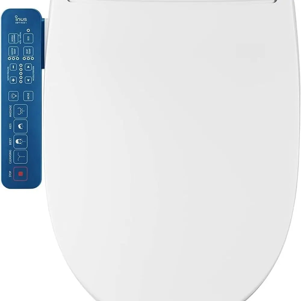 N31 Electric Heated Bidet Toilet Seat Elongated, Warm Water, Smart Heated Water Luxury Bidet Toilet Seat with Night Light, Self