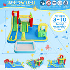 11 in1 Inflatable Slide Water Park Dry and Wet Slides Large Pool Water Gun Trampoline Climbing Wall Basketball Hoop and Ring Toss Game Outdoor Indoor Backyard Party Bounce Castle for Kids