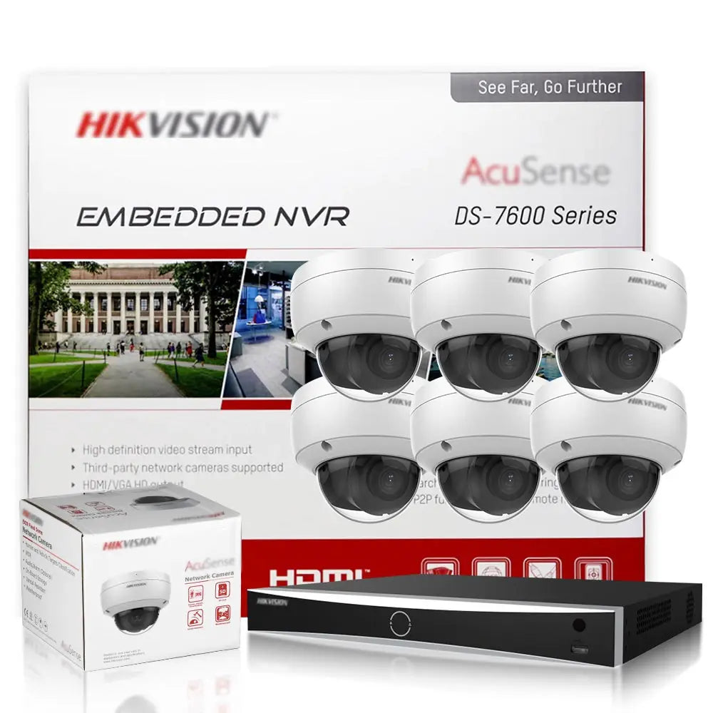 Hikvision 8CH 4K NVR Kit H.265 CCTV Security Camera System 8MP Audio 4K Vandal-Proof Dome POE Video Surveillance Set