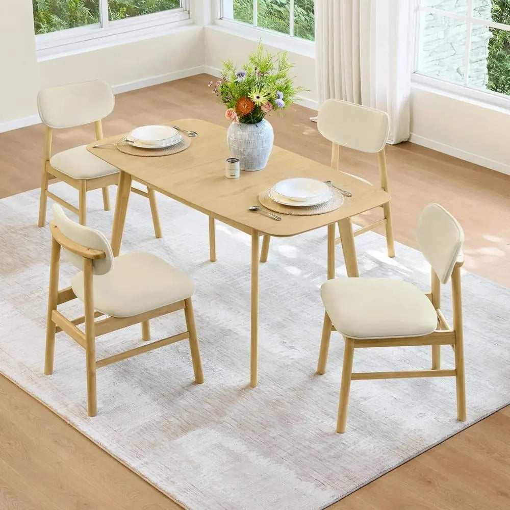 5-Piece Dining Set with Chairs, Compact Modern Table for 4, Kitchen & Dining Furniture, Rubberwood and Oak Veneer