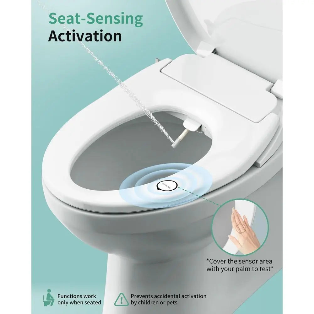 Electric Bidet Toilet Seat Elongated - Dual Nozzles for Female & Hip, Comfort Heated Seat & Air Dryer, 6 Wash Modes, Remote & Kn