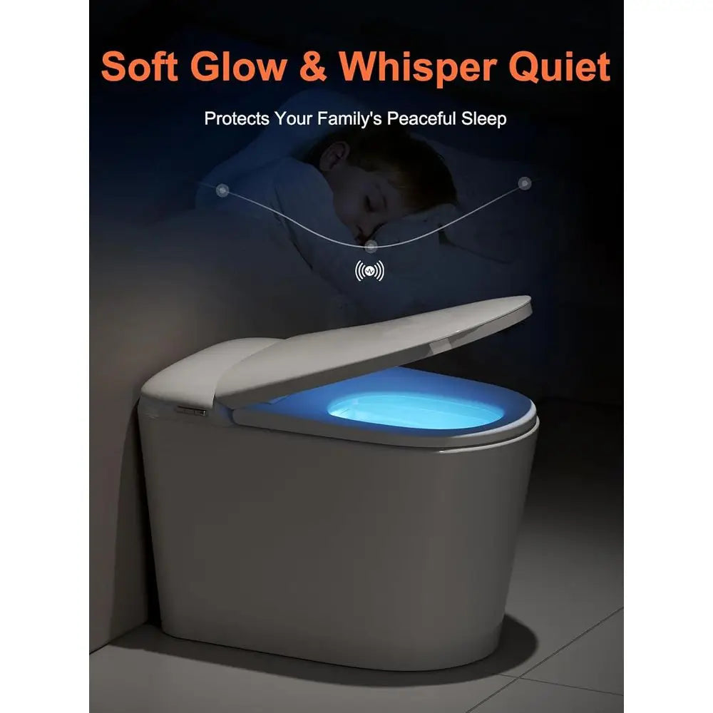 Smart Toilet with ADA Comfort Height Heated Seat, Night Light, Dual Auto Toilet Flushing, Foot Sensor Operation, Modern Elongate