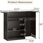 U-Shaped 4-Tier Wine Bar Cabinet with Power Outlet, Rack, and Glass Holder for Modern Home Storage in Living Room, Basement, or