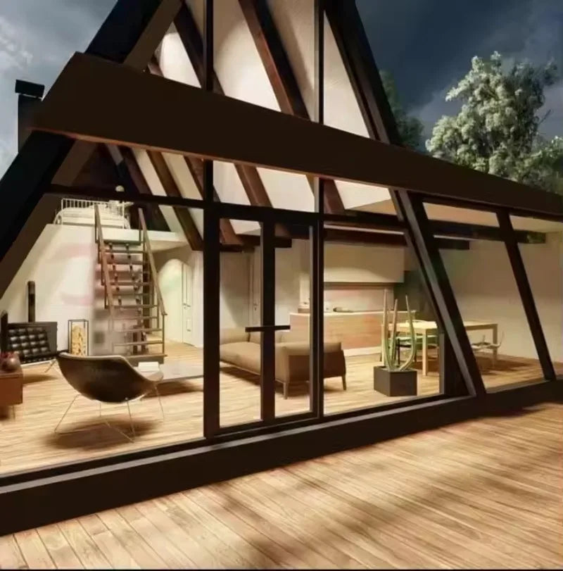 Triangle A Frame Tiny House Modular Prefab Cabin Portable Wooden Villa Outdoor Living Luxury Mobile Home