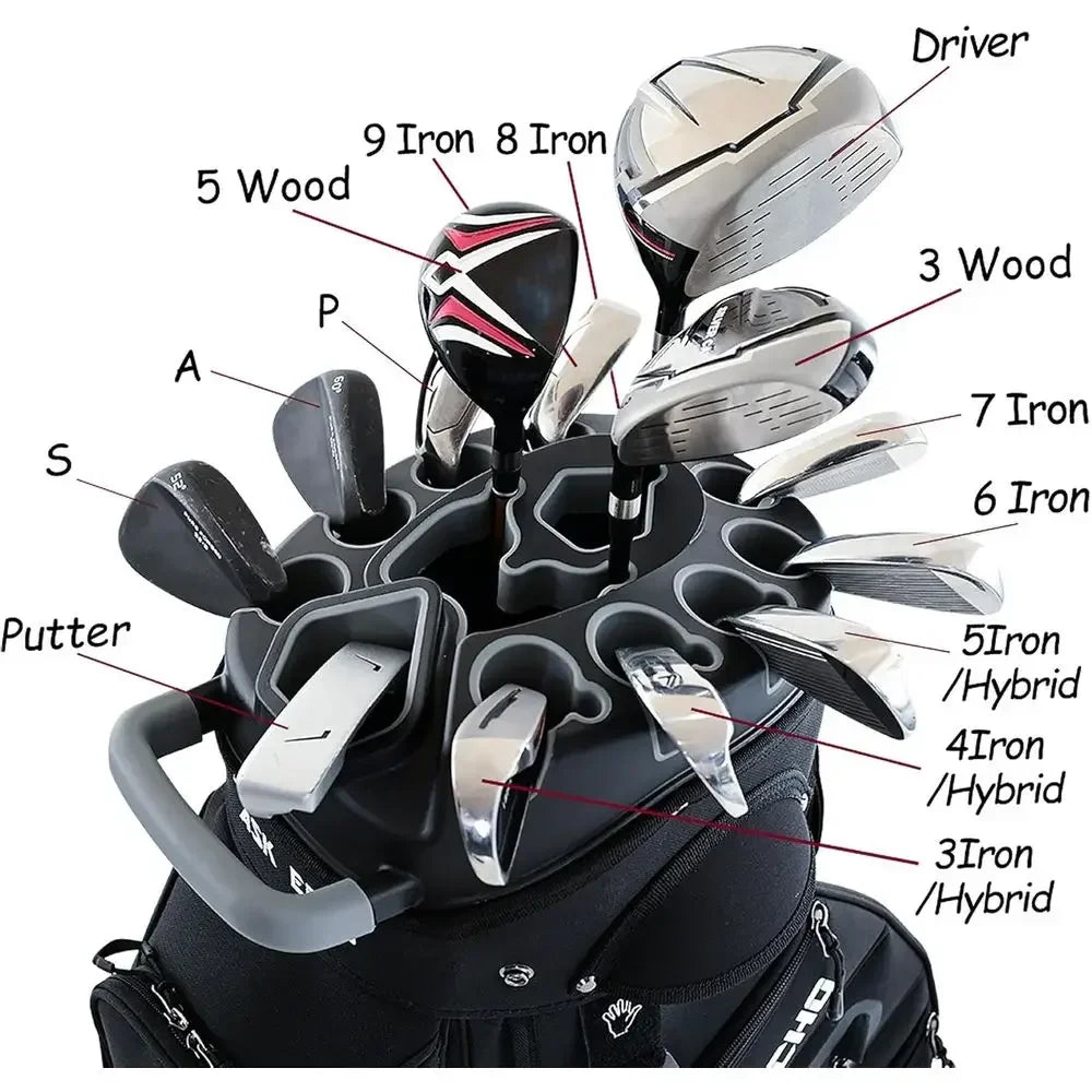 14-Way Organizer Golf Cart Bag, Premium with Handles and Rain Cover for Men