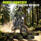 1500W Mountain Ebike 48V 15Ah Lithium Battery 31MPH Max Speed 65Miles Long Range Adult Off Road Electric Mountain Bike 20 inch