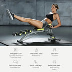 Workout Bench Ab/Rowing Machine for Home Gym: Steel Frame, Black, Adjustable Angles Dual-Function Core Training