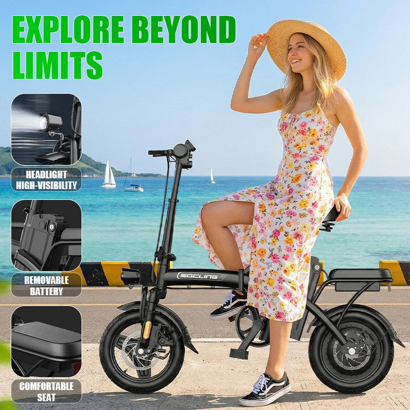 Electric Bike For Adults, Removable Lithium Battery, Brushless Motor 500W, Up To 19.9MPH Speed, Folding E-Bike for Adults, Lightweight and Suitable for Urban Commuting, Electric Bicycles The Best Choice for A Gift