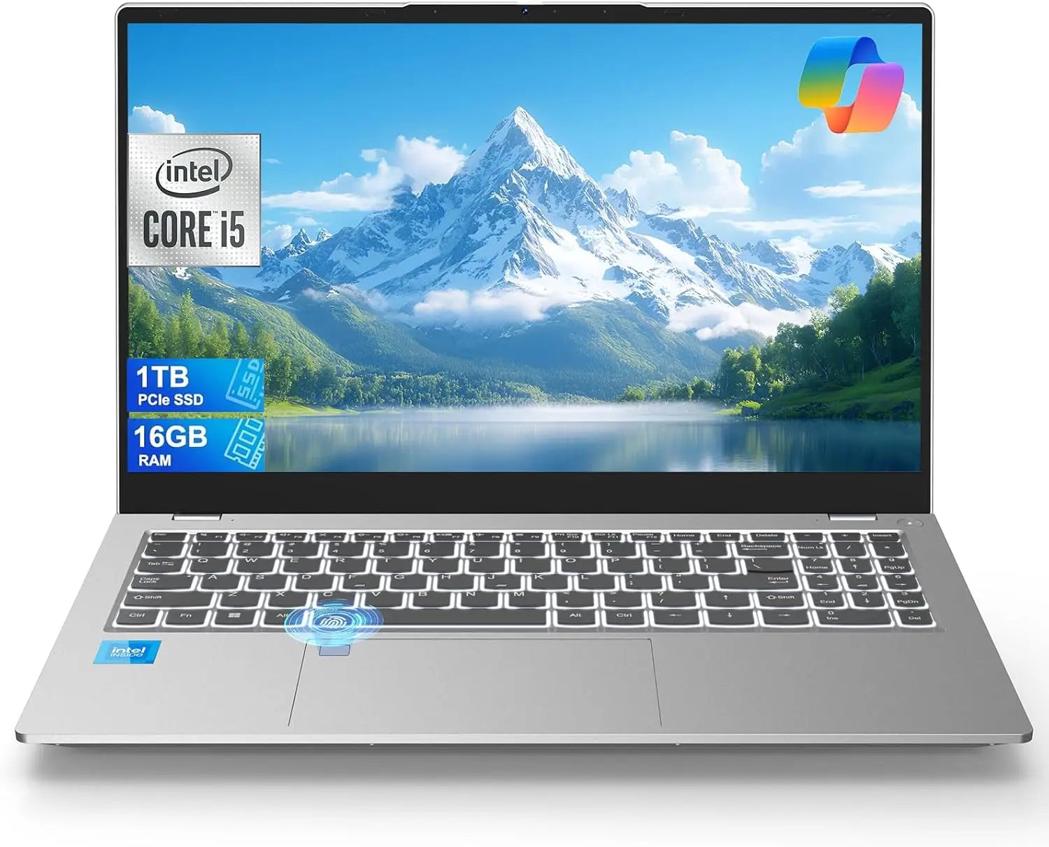 15.6" FHD IPS Business Laptop, Intel i5-12450H (8-Core) Portable Student Laptop, 16GB RAM 1TB PCIe SSD, Backlit KB, Fingerprint, WiFi6, USB-C/HDMI Notebook Computer for School, Home Office, Grey