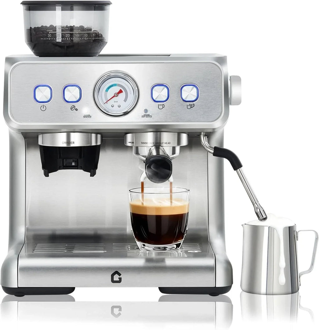 Stainless Steel Espresso Machine with Grinder 20 Bar ＆ 2.8l Removable Tank