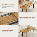 Walnut Extendable Dining Table Set for 6-8 with White Leather Chairs