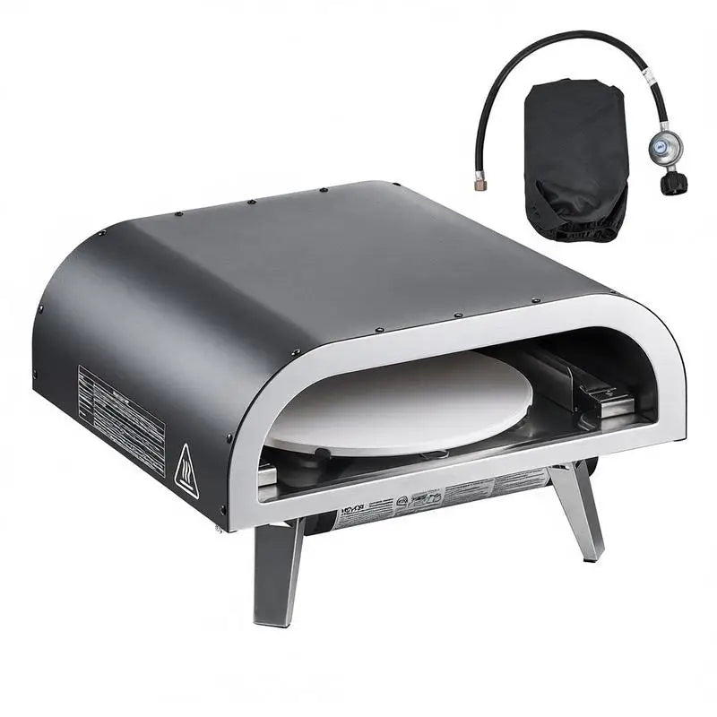 Outdoor Pizza Oven, 12 in Propane Gas Pizza Maker, Portable Pizza-Cooker with  Electric Rotation, Thickened Pizza-Stone, Carry Bag, Propane Pizza-Oven for Outside Backyard Patio Camping, Black