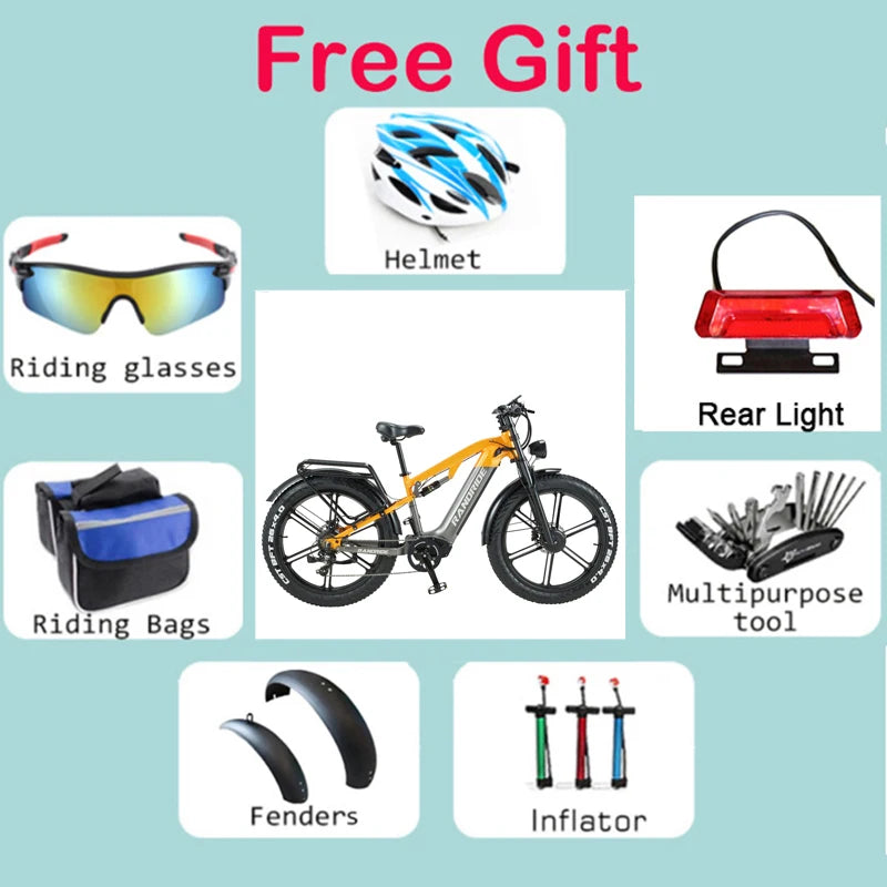 US STOCK RANDRIDE YX80 2000W Dual Motor All-Terrain E-Bike 48V 20Ah Long Range Full Suspension 7-Speed Off-Road Electric Bike