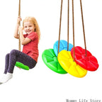 Rope Swing with Disc 30Cm/11.81Inch Round Platform and Thick Rope for Kids Yard Activity Toy Set