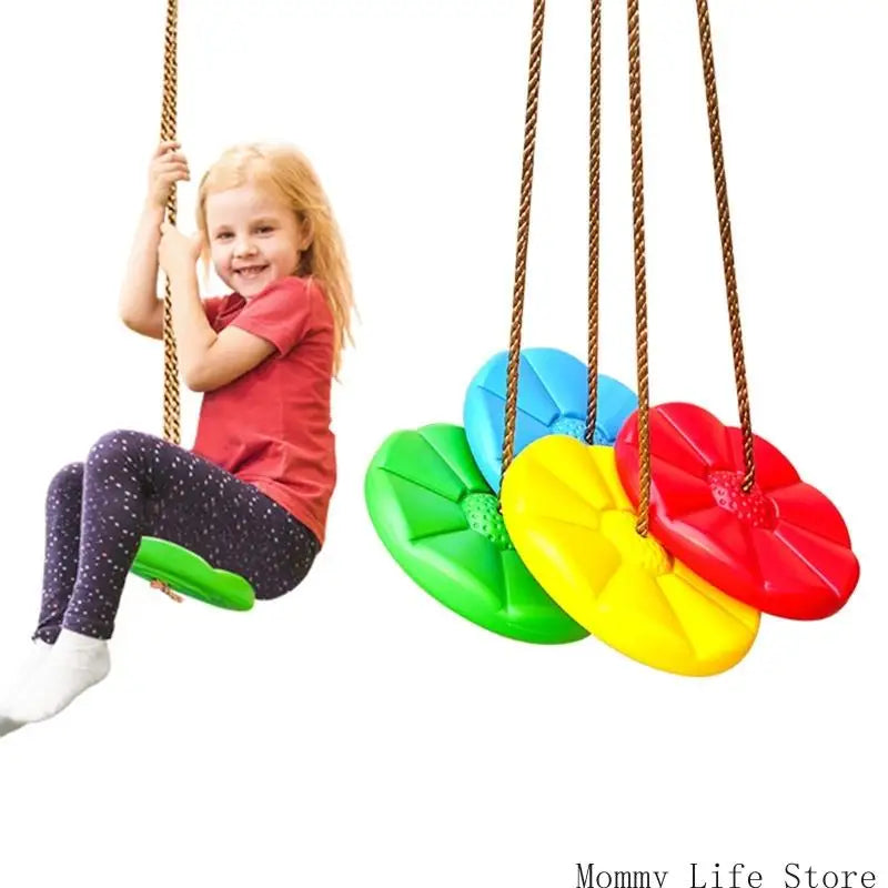 Rope Swing with Disc 30Cm/11.81Inch Round Platform and Thick Rope for Kids Yard Activity Toy Set