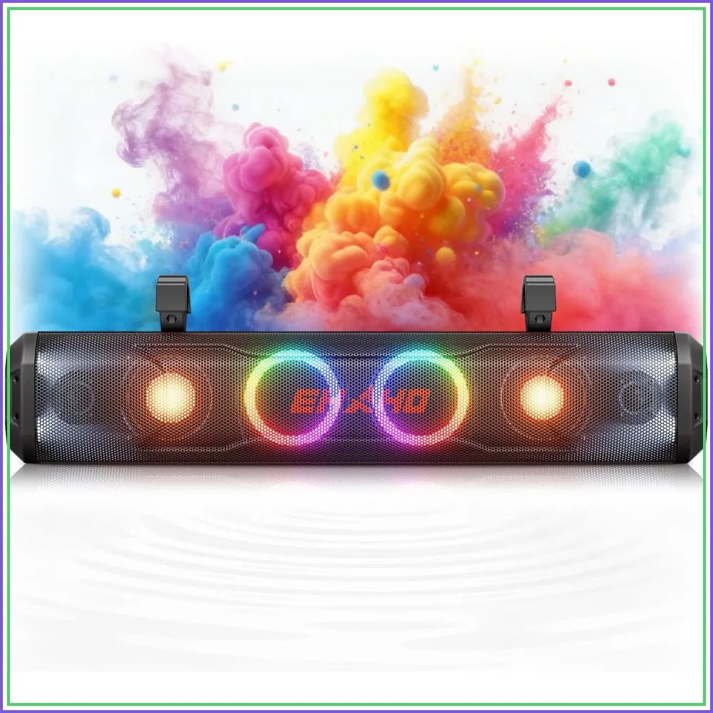 26 Inch 6 Speaker UTV Sound Bar, Bluetooth Golf Cart Speakers with RGB & Strobe Light, IP66 Waterproof ATV Speaker System, 500W