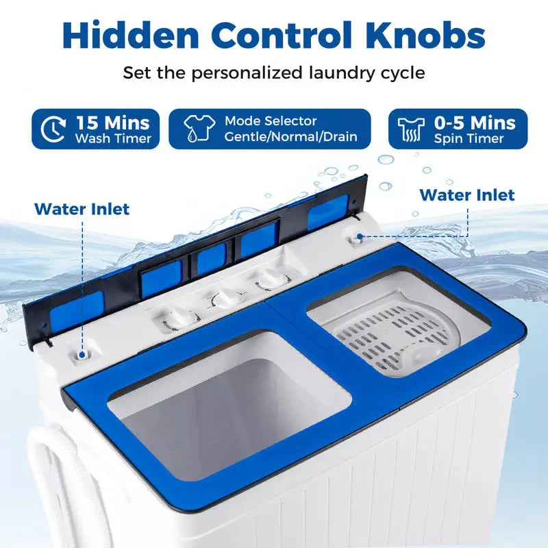 Portable Washing Machine with 18 LBS Washer and 8 LBS Spinner Combo-Blue