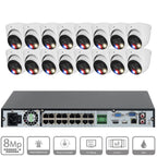 16CH 4K POE NVR CCTV Security Camera System 8MP Full Color Night Vision Outdoor Video Surveillance Kit 2 Way Audio Alarm