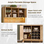 72" Tall luted Coee Bar Cabinet with Ample Storage, ern Buet Sideboard with Glass Holder/Wine Rack/Led Lights/Charging Station,