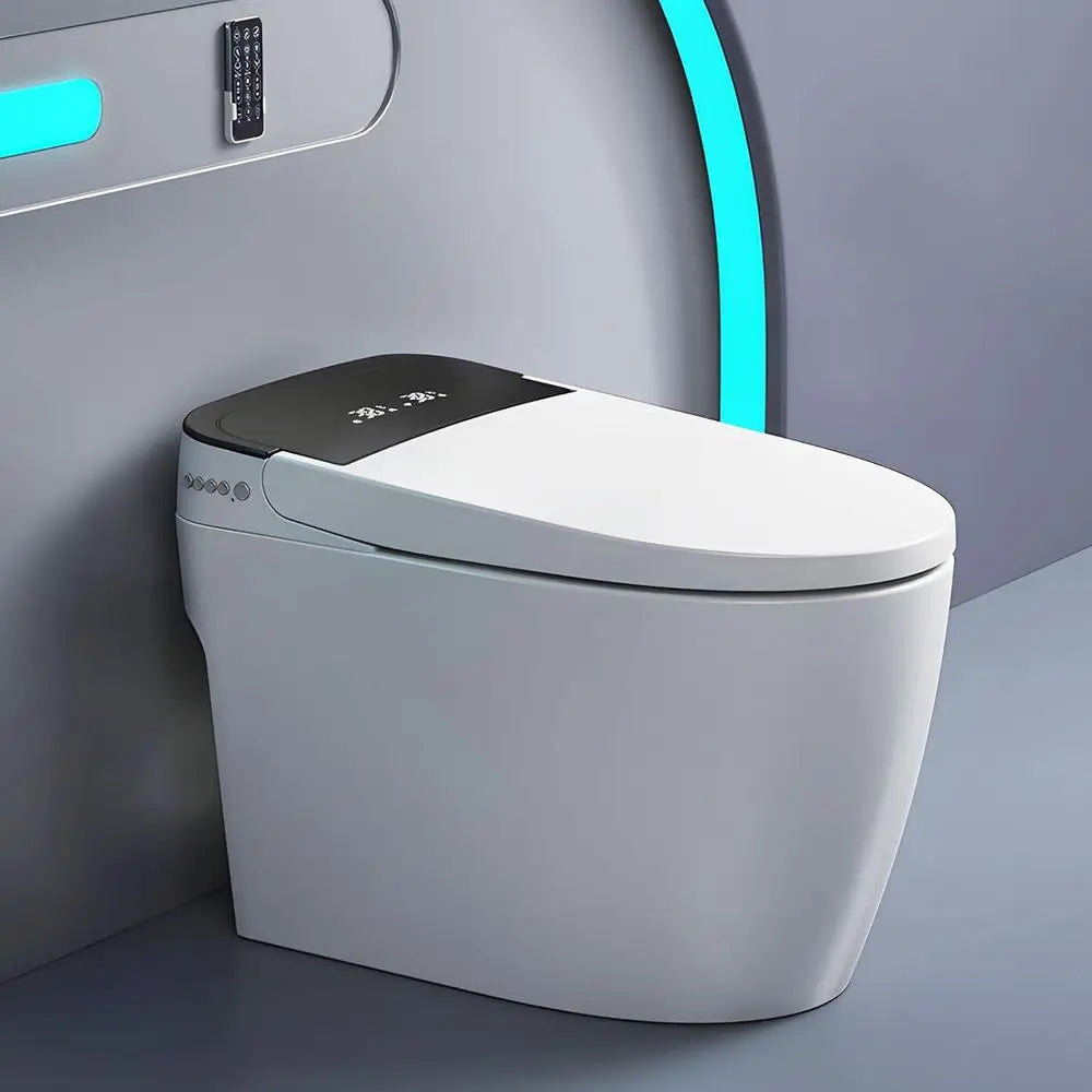 Smart Toilet,One Piece Bidet Toilet for Bathroom with Auto Open & Close Lid and Seat,Warm Water and Dry,Heated Seat,Foot Sensor
