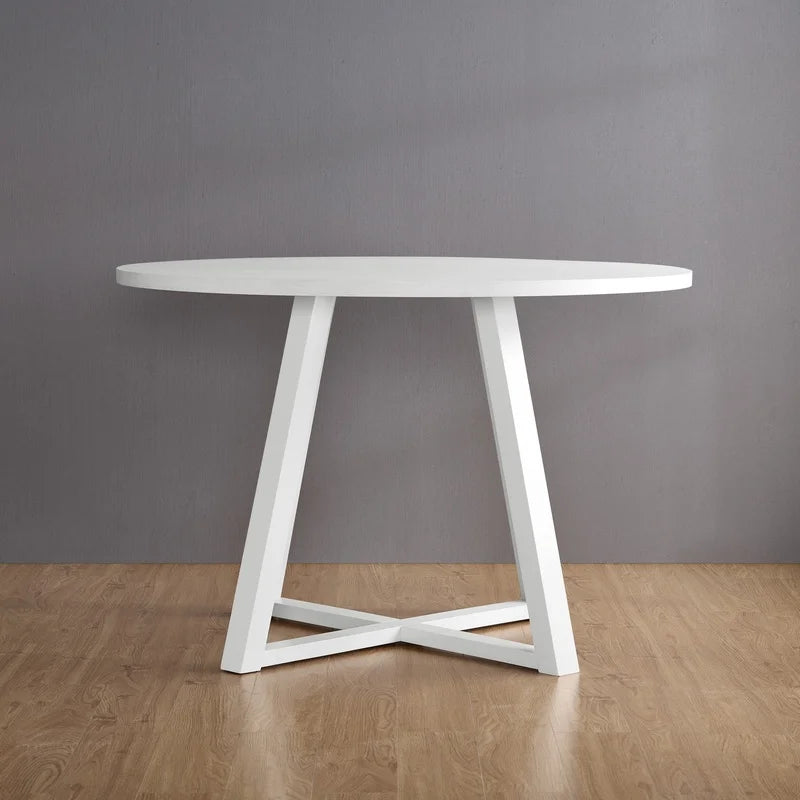 Durban 3-Piece Round Dining Set: Trestle Table with 2 Boucle Chairs