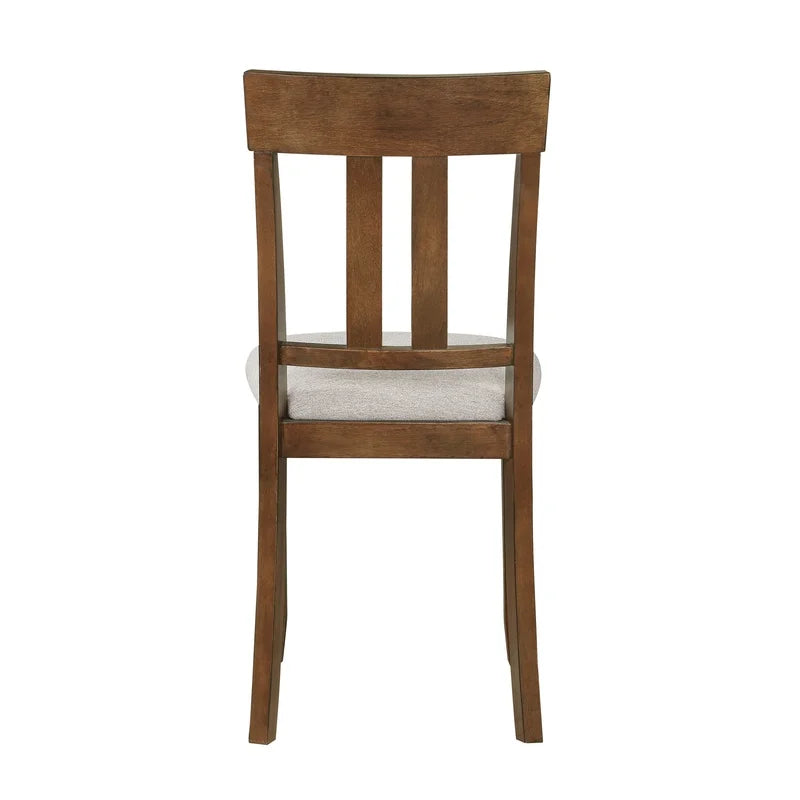Cherry Finish 7-Piece Dining Set with Table and 6 Chairs, Textured Fabric Seats, Classic Wooden Design