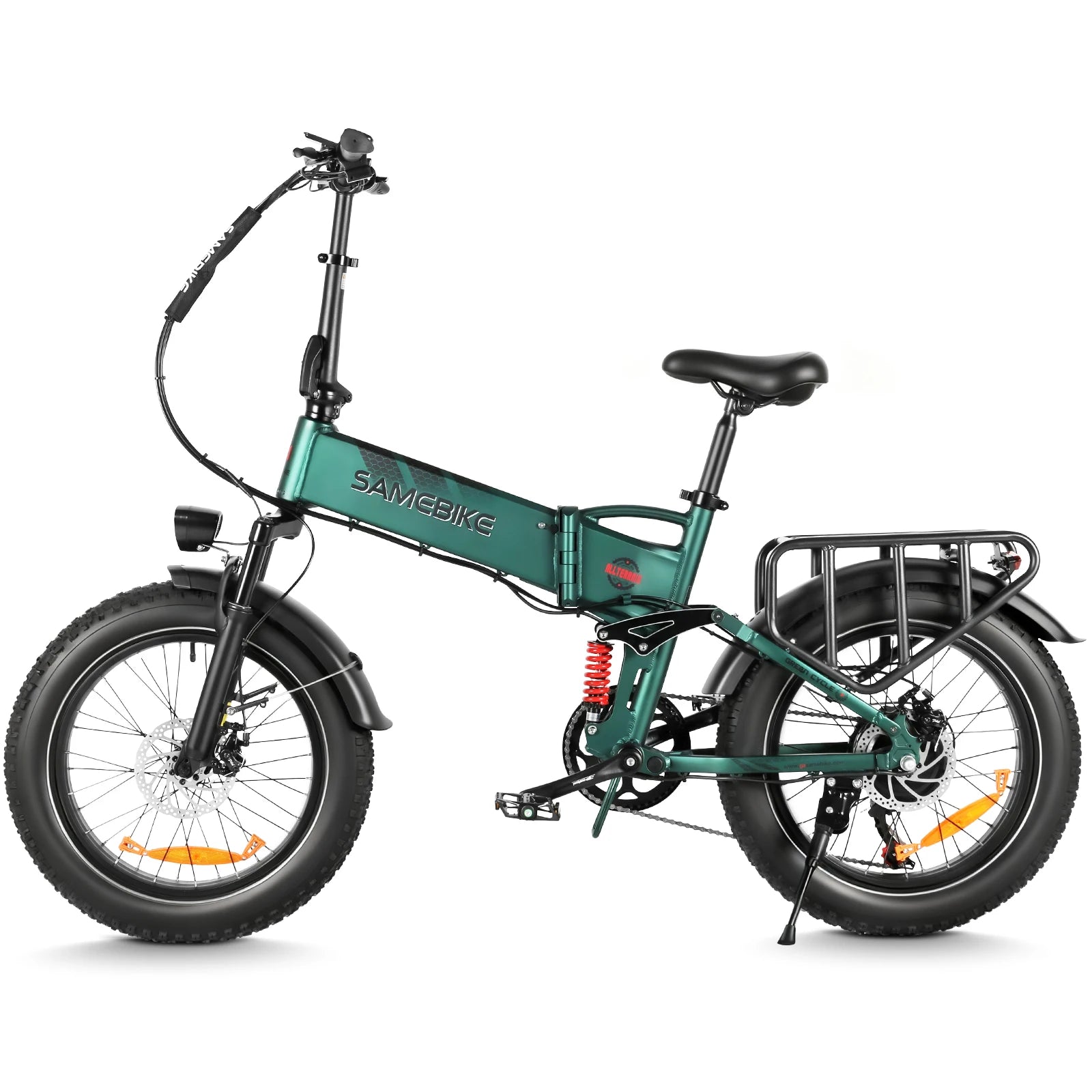 SAMEBIKE RS-A02Pro Folding Fat Tire Electric Bike 1000W All Terrain Snow Mountain Ebike For Adults 48V 15Ah High Capacity Battery Dual Suspension Off Road Adventure Bicycle