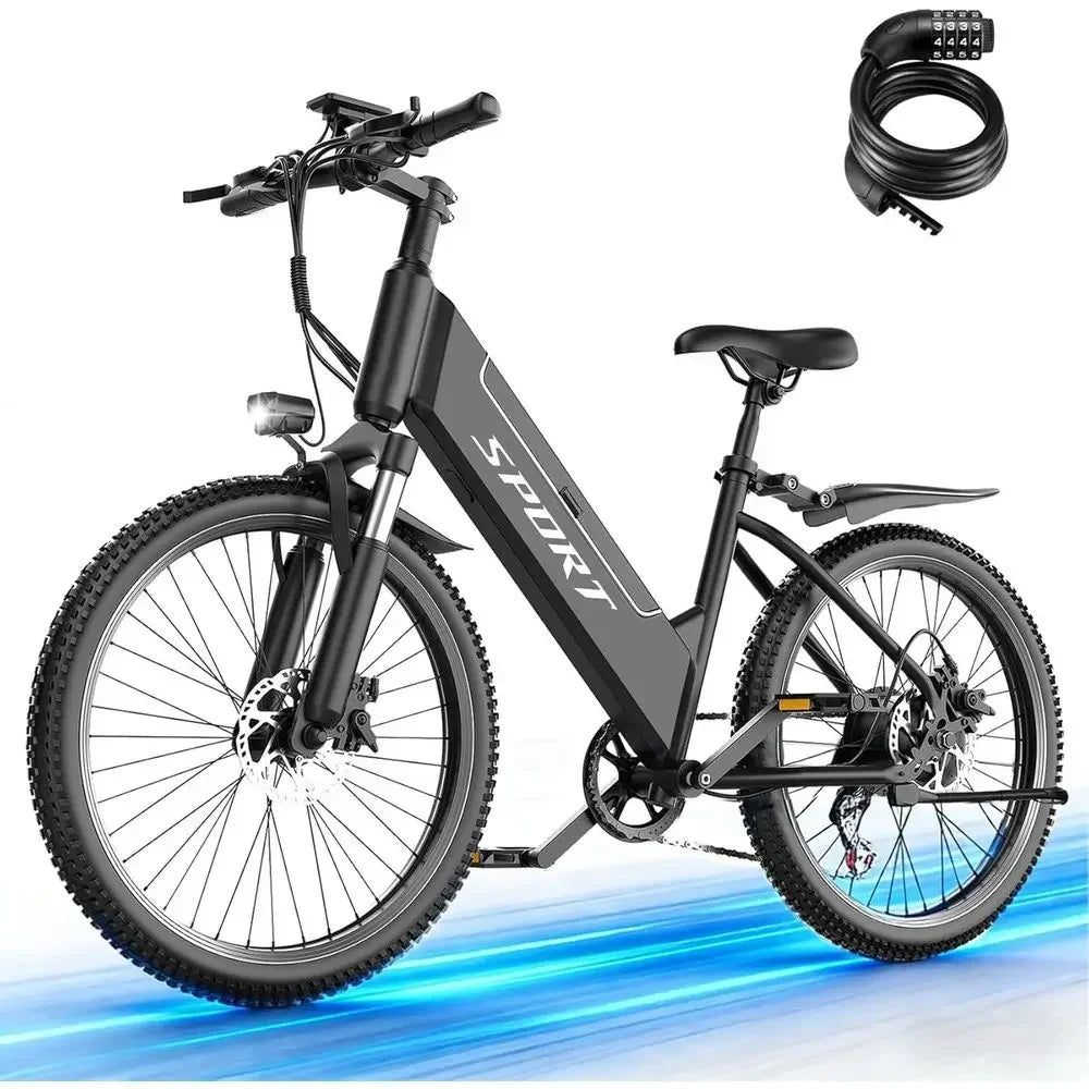 High-Power 1500W Electric Bike with 48V 12Ah Battery, 25MPH Speed, 65-Mile Range, 26 Adult City Cruiser E-Bike, 7-Speed Step-Thr
