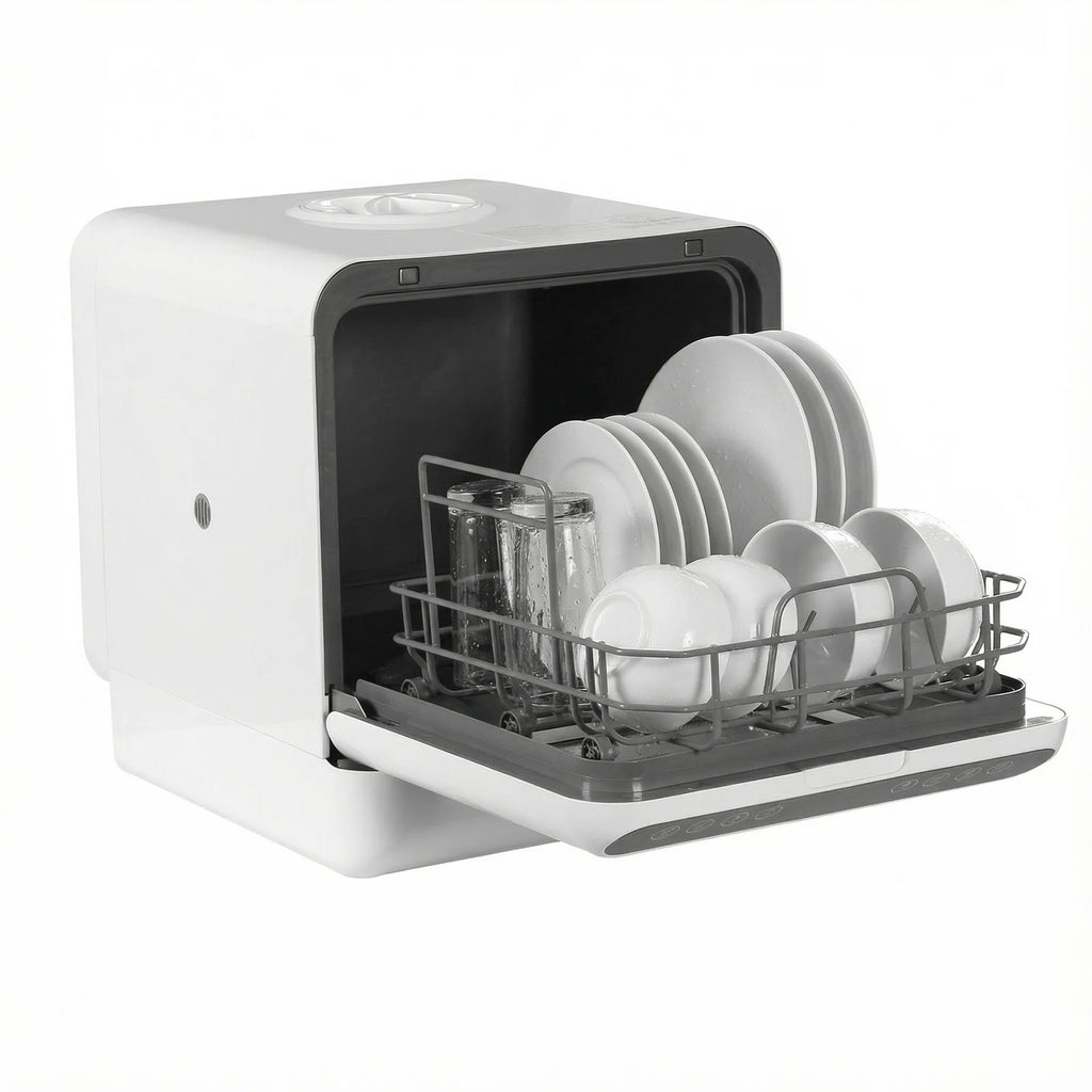 Countertop Dishwasher with 6L Built-in Water Tank Mini Dishwasher No Hookup Needed High-Temp& Air-Dry Function for Apartments